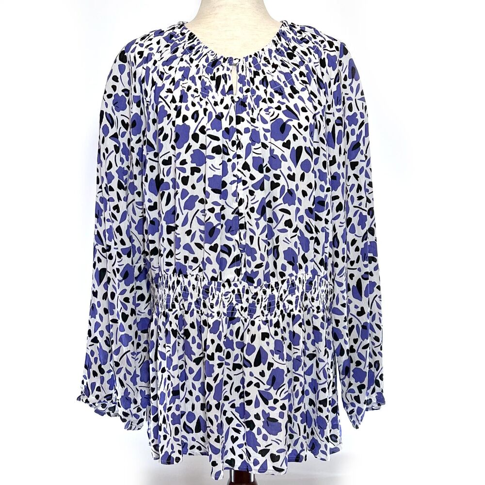Lane Bryant Blue Floral Plus Size 20 Tunic Top